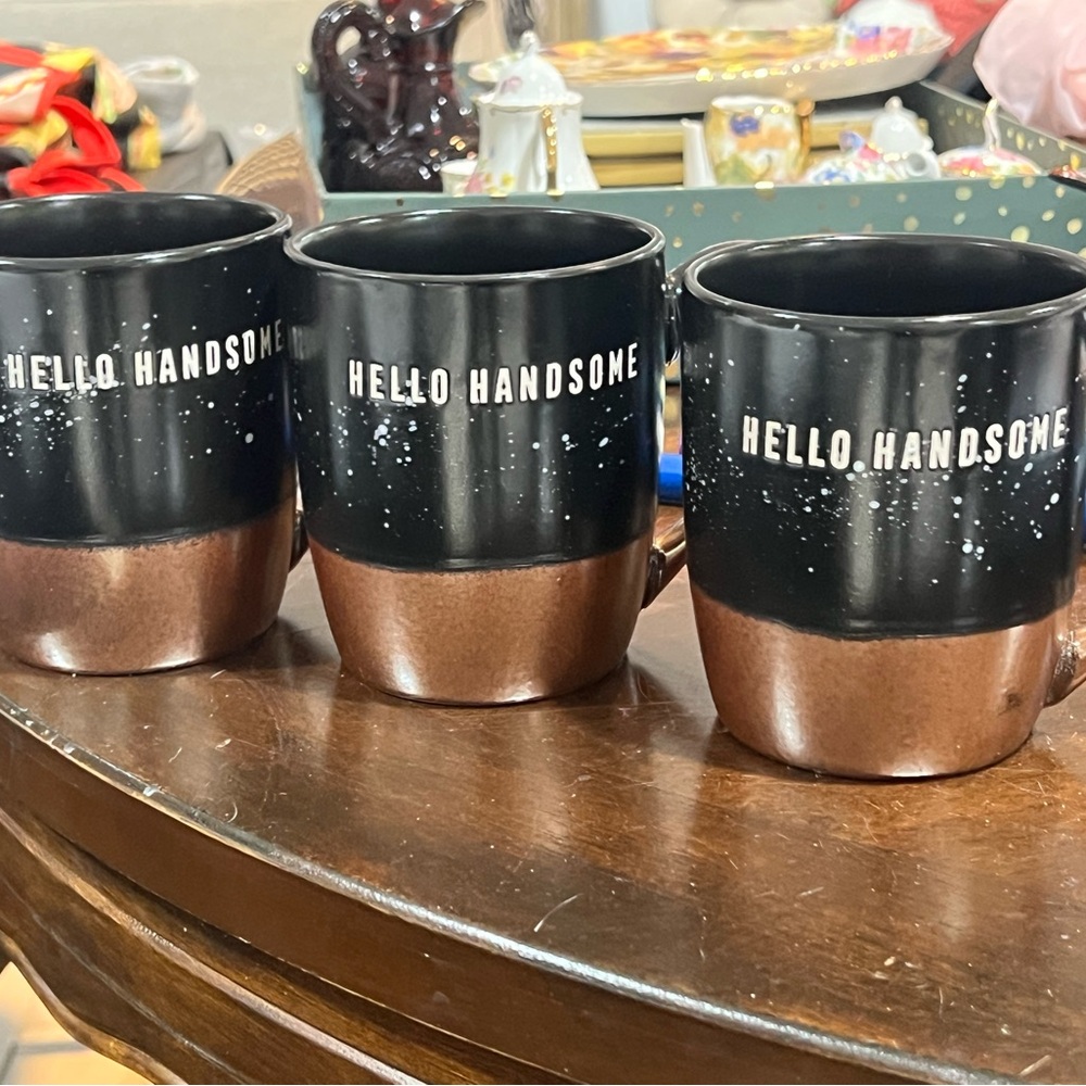 Hello Handsome Black and Brown Mugs Set